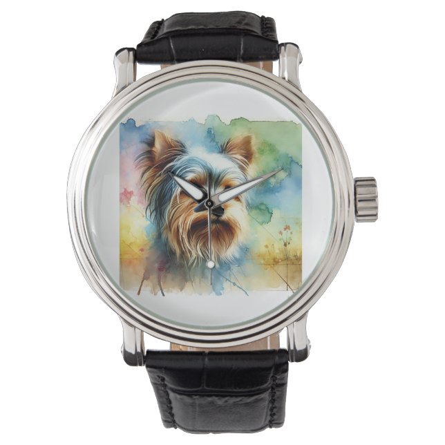 Yorkshire Terrier 080724AREF106 - Watercolor Armbanduhr (Vorderseite)