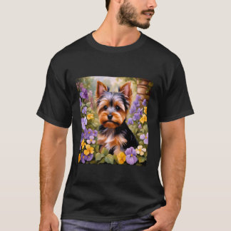Yorkshire Terrier Adorable Yorkie Flower Garden Do T-Shirt