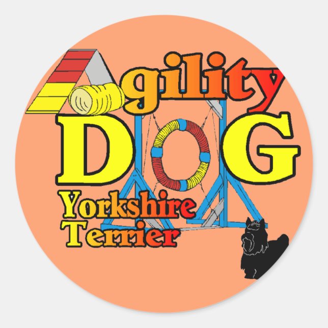 Yorkshire_Terrier Agility Geschenke Runder Aufkleber (Vorderseite)