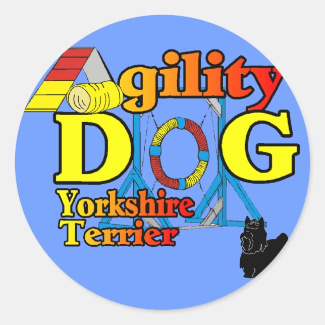 Yorkshire_Terrier Agility Geschenke Runder Aufkleber (Vorderseite)