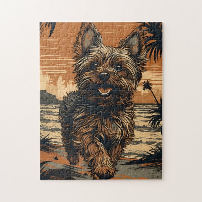 Yorkshire-Terrier am Strand Puzzle (Vertikal)