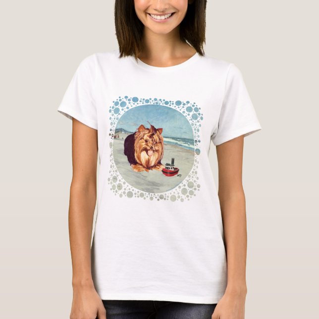 Yorkshire Terrier am Strand T-Shirt (Vorderseite)