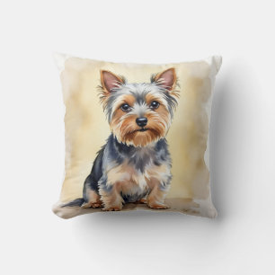 Yorkshire Terrier Aquarell Satin Flow Kunst Kissen
