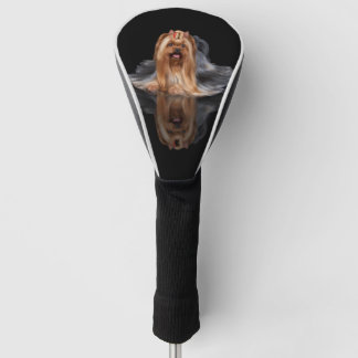 Yorkshire Terrier auf Schwarzem Golf Headcover