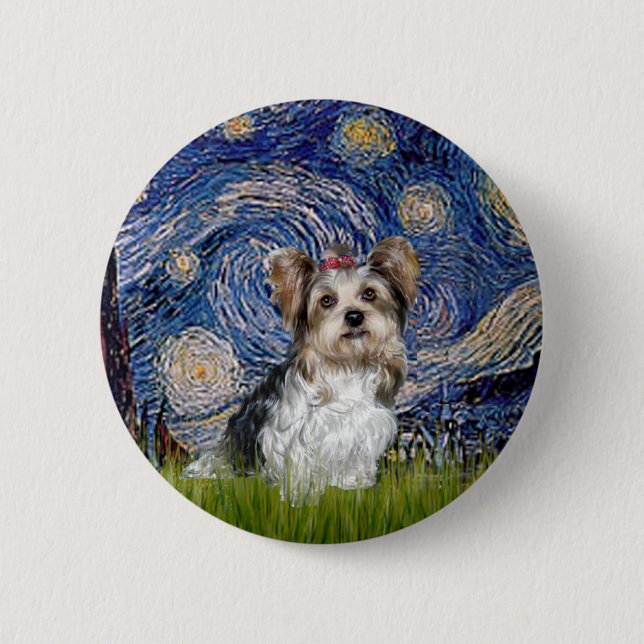 Yorkshire Terrier (Biewer) - Starry Night Button (Vorderseite)