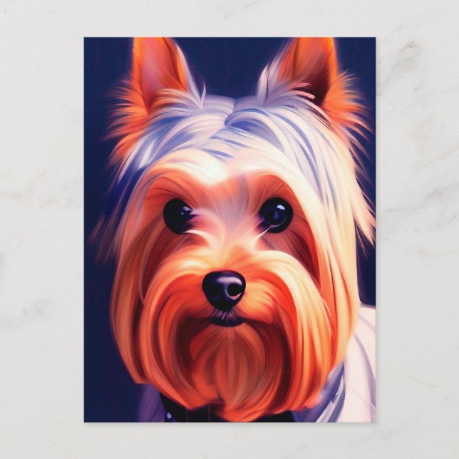 Yorkshire Terrier Blue Portrait 003 Postcard Postkarte (Vorderseite)
