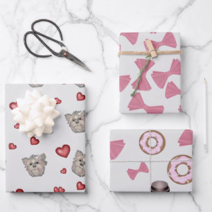Yorkshire Terrier Bows Hearts Set Geschenkpapier Set