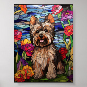 Yorkshire Terrier Buntglasfenster-Design Poster