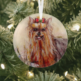 Yorkshire Terrier by Hevener Glass Ornament