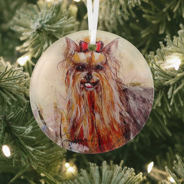Yorkshire Terrier by Hevener Glass Ornament (InSitu)