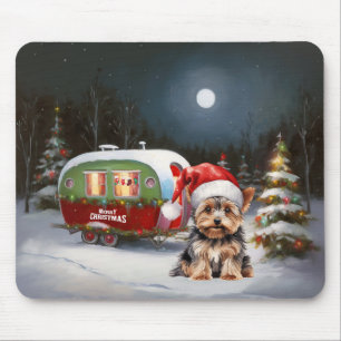 Yorkshire Terrier Caravan Christmas Adventure Mousepad