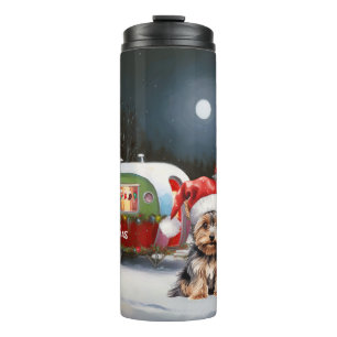 Yorkshire Terrier Caravan Christmas Adventure Thermosbecher