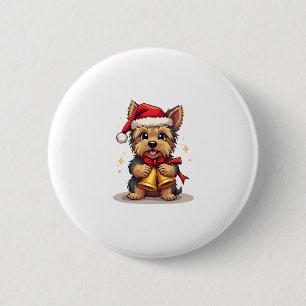 Yorkshire Terrier Christmas Bells Button