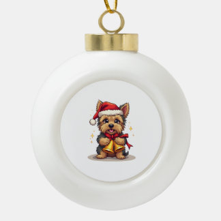Yorkshire Terrier Christmas Bells Keramik Kugel-Ornament