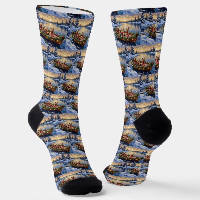 Yorkshire Terrier Christmas Boat Holiday Socken (Gewinkelt)