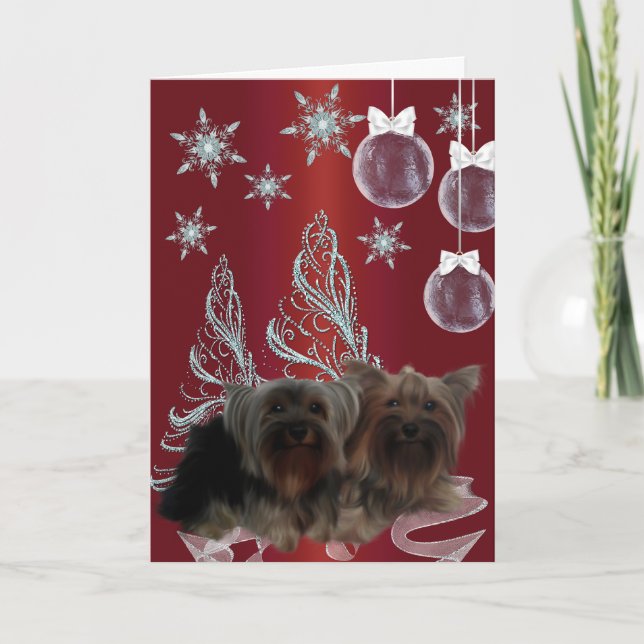 Yorkshire Terrier Christmas Feiertagskarte (Vorderseite)