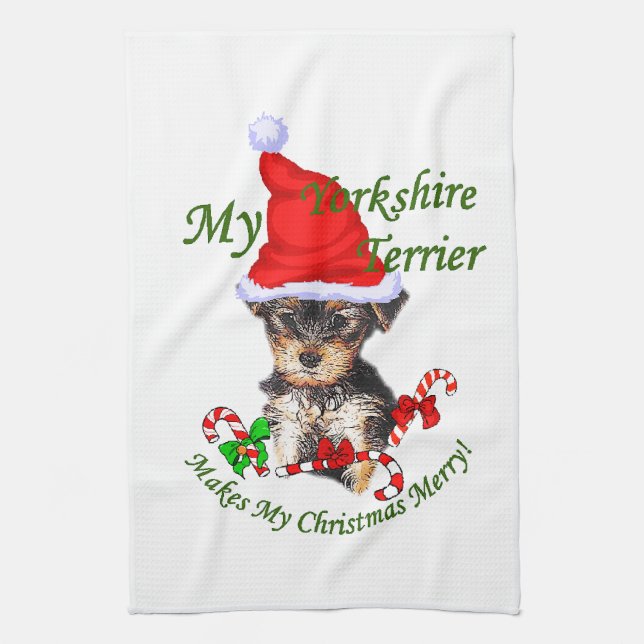 Yorkshire Terrier Christmas Geschirrtuch (Vertikal)