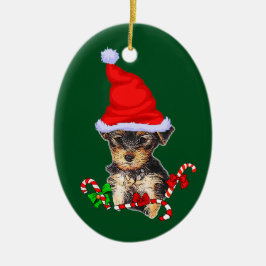 Yorkshire Terrier Christmas Keramik Ornament