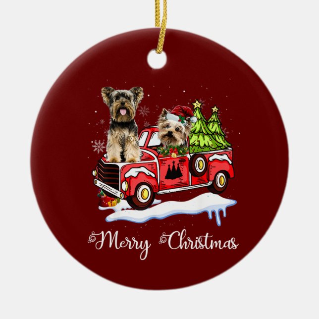 Yorkshire Terrier Christmas Keramik Ornament (Vorne)