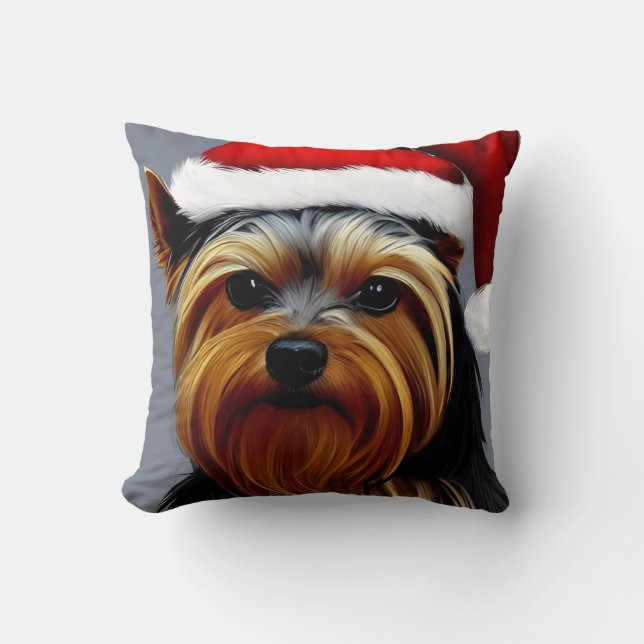 Yorkshire Terrier Christmas Kissen (Vorderseite)