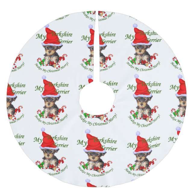 Yorkshire Terrier Christmas Polyester Weihnachtsbaumdecke (Vorderseite)