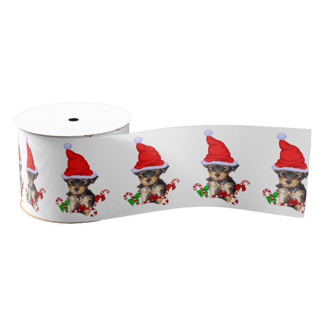 Yorkshire Terrier Christmas Ripsband (Spule)