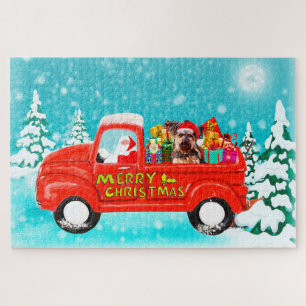 Yorkshire Terrier Christmas Santa Delivery Truck Puzzle