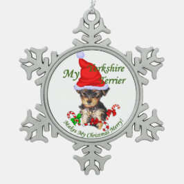 Yorkshire Terrier Christmas Schneeflocken Zinn-Ornament