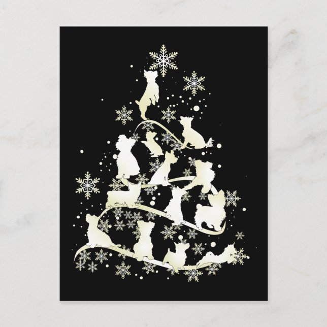 Yorkshire Terrier Christmas Tree Happy Xmas Postkarte (Vorderseite)