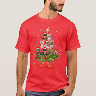 Yorkshire Terrier Christmas Tree Lights Dog Santa T-Shirt