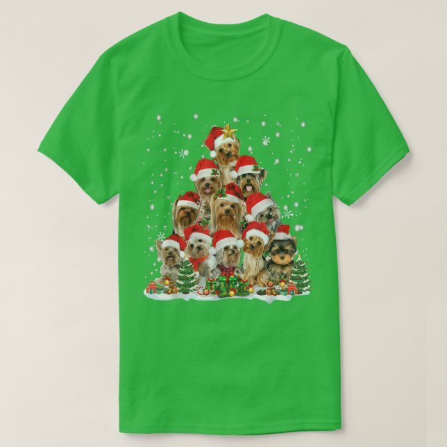 YorkShire Terrier Christmas Tree Santa Ugly Sweate T-Shirt (Design vorne)