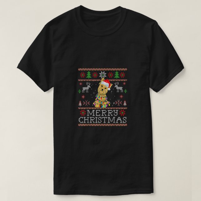 Yorkshire Terrier Christmas Weihnachtsmannmütze Yo T-Shirt (Design vorne)
