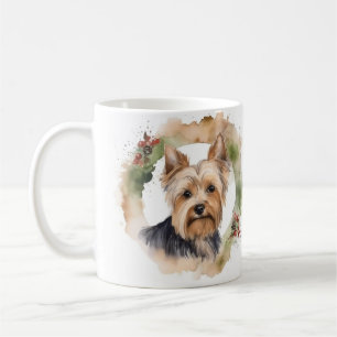 Yorkshire Terrier Christmas Wreath Festivals Kaffeetasse