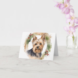 Yorkshire Terrier Christmas Wreath Festivals Karte