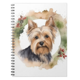 Yorkshire Terrier Christmas Wreath Festivals Notizblock