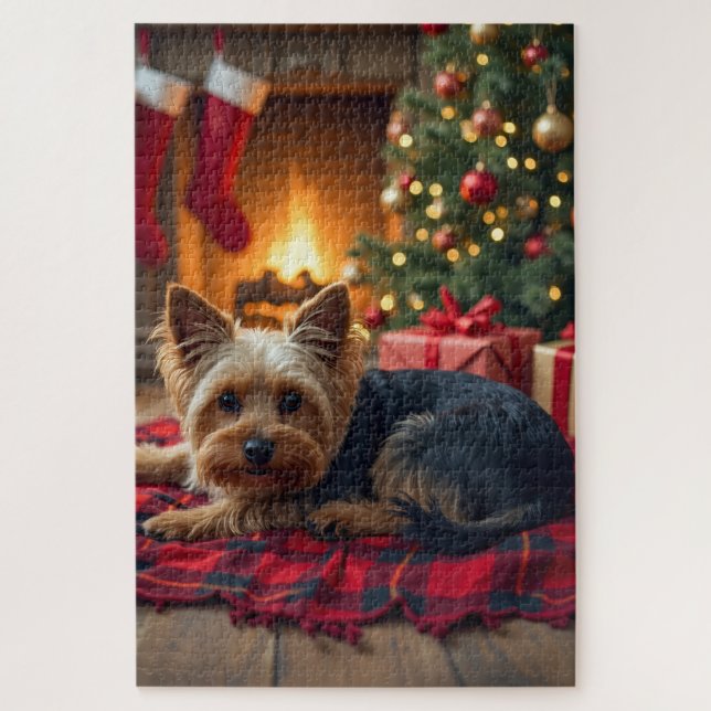 Yorkshire Terrier Cozy Christmas Evening Painting Puzzle (Vertikal)