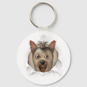 Yorkshire Terrier, das heraus sprengt Schlüsselanhänger
