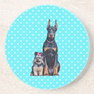 Yorkshire Terrier Doberman Blue Polka Dots Getränkeuntersetzer