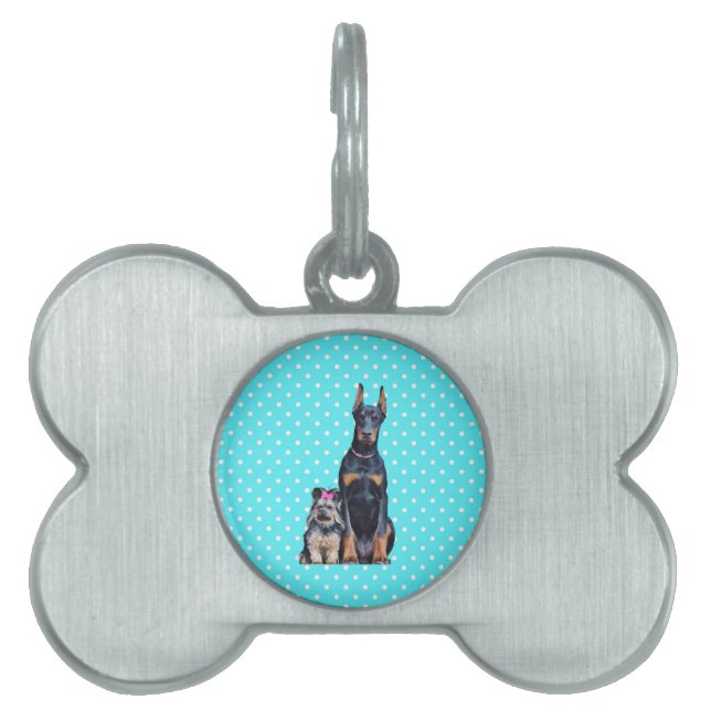 Yorkshire Terrier Doberman Blue Polka Dots Tiermarke (Vorderseite)