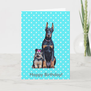Yorkshire Terrier Doberman Happy Birthday Greeting Karte