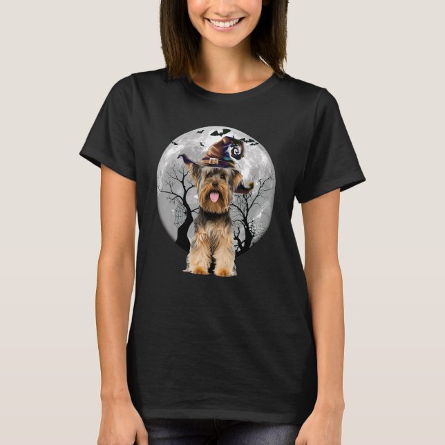 Yorkshire Terrier Dog And Moon Halloween Costume D T-Shirt (Vorderseite)