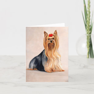 Yorkshire Terrier Dog Art Oil Painting Note Card Karte