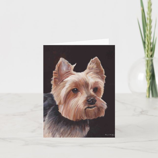 Yorkshire Terrier Dog Art Oil Painting Note Card Karte (Vorderseite)