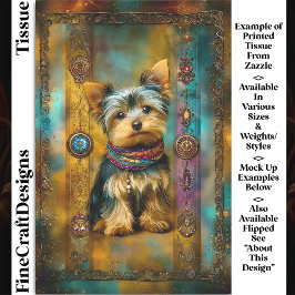 Yorkshire Terrier Dog Baroque Frame DY3L Decoupage Seidenpapier