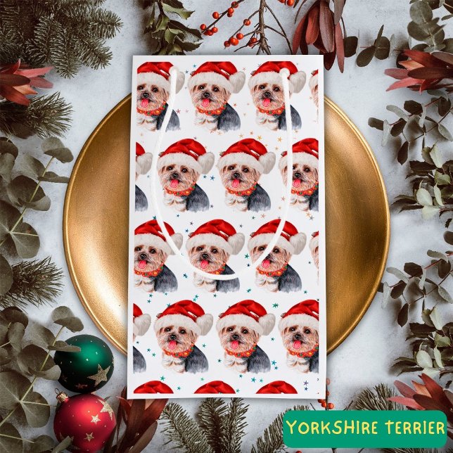 Yorkshire Terrier Dog Breed Christmas Stars Kleine Geschenktüte (Von Creator hochgeladen)