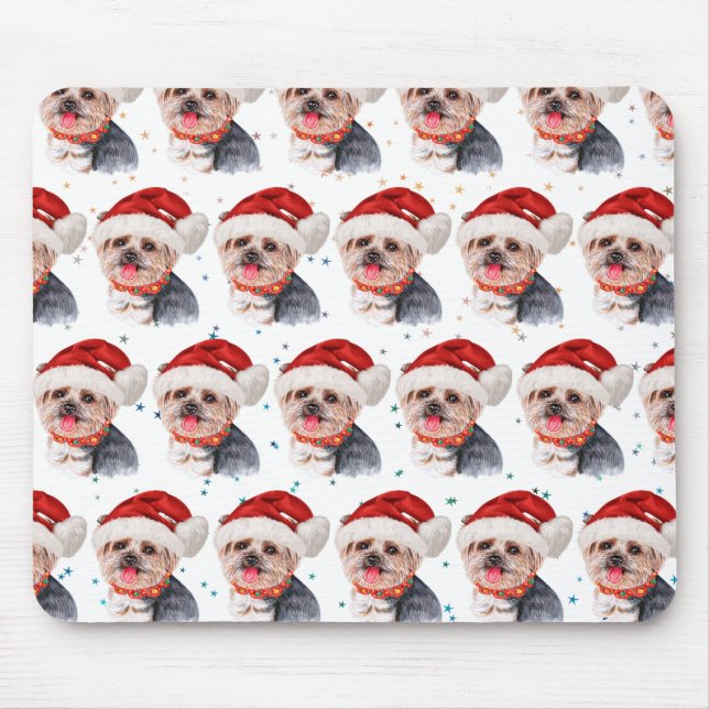 Yorkshire Terrier Dog Breed Christmas Stars Mousepad (Vorne)