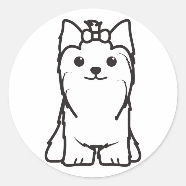 Yorkshire Terrier Dog Cartoon Runder Aufkleber (Vorderseite)