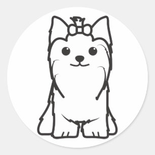 Yorkshire Terrier Dog Cartoon Runder Aufkleber