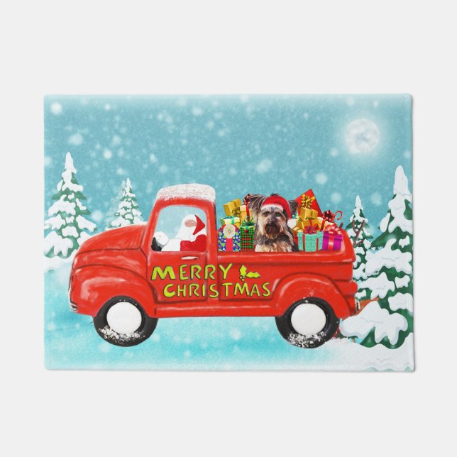 Yorkshire Terrier Dog Christmas Delivery Truck Fußmatte (Vorderseite)