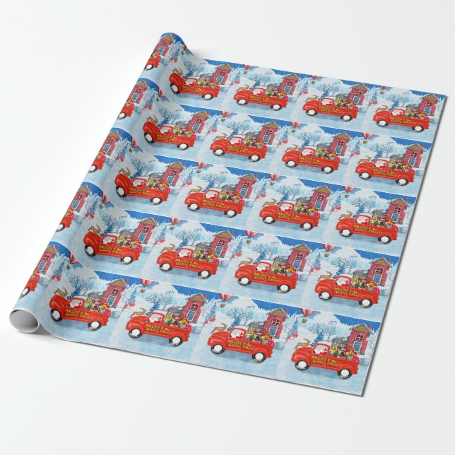 Yorkshire Terrier Dog Christmas Delivery Truck Geschenkpapier (Ungerollt)